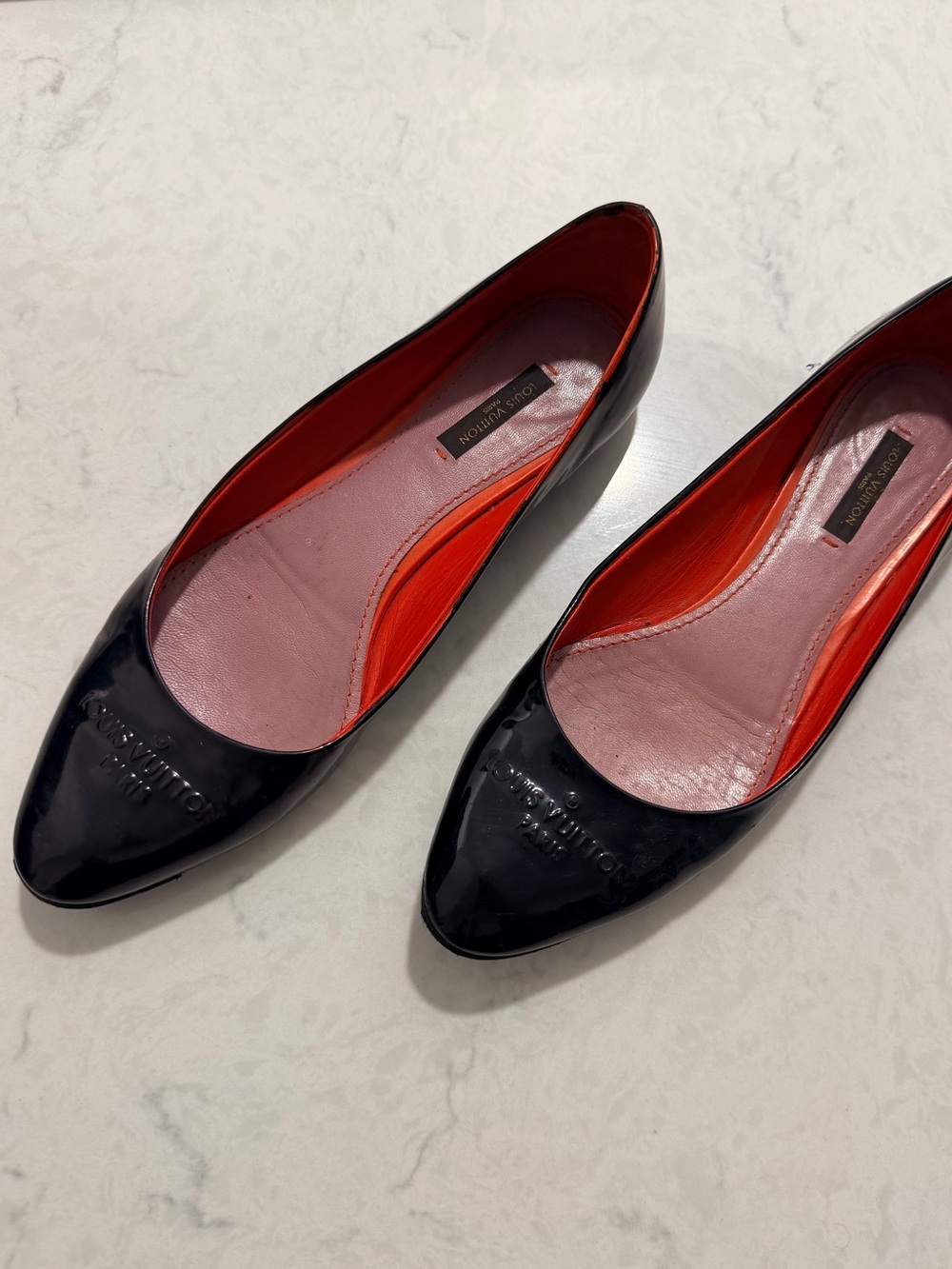 Louis Vuitton Black Patent Leather Pointed Ballet Flats